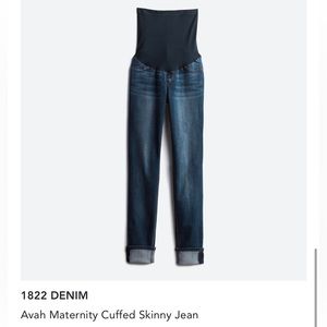 1822 denim Avah maternity cuffed jean, skinny fit. Indigo color, size 2
